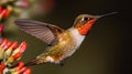 The Beautiful Endangered Rufous Hummingbird - Selasphorus Rufus - Generative AI