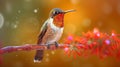 The Beautiful Endangered Rufous Hummingbird - Selasphorus Rufus - Generative AI