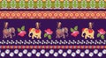 Beautiful endless striped pattern with cute cartoon animals and flowers