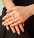 Beautiful engagement ring on a daughter's finger