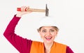 Beautiful engineering woman using hammer and tools Royalty Free Stock Photo