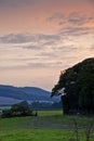 Beautiful English countryside sunset landscape