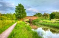 Beautiful English river and bridge on calm still day in colourful HDR Royalty Free Stock Photo