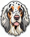 english setter dog sticker decal colorful face drawing