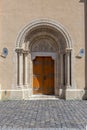 Beautiful entrance from a basilica minor in a famous Hungarian town Veszprem Royalty Free Stock Photo