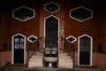 Beautiful entrance to the old building with stairs