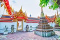 The small entrance to the Prha Rabiang cloister in Wat Pho temple, Bangkok, Thailand