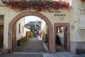 Beautiful entrance in the village Ribeauville in France Royalty Free Stock Photo