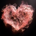 Beautiful ethereal pink heart with golden particles