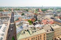 Beautiful European city of Krakow view from above, road to the F Royalty Free Stock Photo