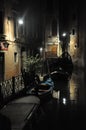 Venice Italy at Night with Gondolas Royalty Free Stock Photo