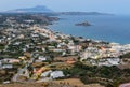 Beautiful evening aerial view of the village Kefalos, Kastri island and the coast of Kos Royalty Free Stock Photo