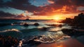 Beautiful Evening on the beach with a beautiful landscape Paradise sunset AI generated