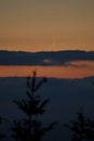 Beautiful evening centered view of crescent Moon seen from Ticknock Forest National Park, County Dublin, Ireland