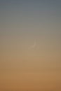 Beautiful evening centered view of crescent Moon seen from Ticknock Forest National Park, County Dublin, Ireland