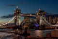 Beautiful evening cityscape London Tower Bridge, night city lights Royalty Free Stock Photo