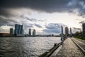 Rotterdam city after sunset, dramatic sky. Holland, Western Euro Royalty Free Stock Photo