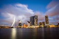 Rotterdam city after sunset, dramatic sky. Holland, Western Euro Royalty Free Stock Photo