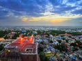 Beautiful evening scene of Trichy Tiruchirapalli city - view from ancient Rock Fort Rockfort and Hindu temple, Tamil Nadu Royalty Free Stock Photo