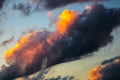 Beautiful evening sky. Clouds in sunset with pink lights Royalty Free Stock Photo