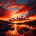 Beautiful evening sunset - ai generated image