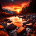 Beautiful evening sunset - ai generated image