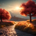 Beautiful evening sunset - ai generated image