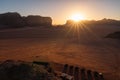 Beautiful evening sunset over Wadi Rum desert in Jordan, Arab Royalty Free Stock Photo