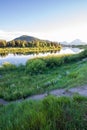 Beautiful evening sunset at Oxbow bend overview snake river, Grand Teton National Park during summer Royalty Free Stock Photo