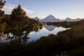 Beautiful evening sunset at Oxbow bend overview snake river, Grand Teton National Park during summer Wyoming Royalty Free Stock Photo