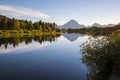 Beautiful evening sunset at Oxbow bend overview snake river, Grand Teton National Park during summer Wyoming. Black and white Royalty Free Stock Photo