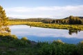 Beautiful evening sunset at Oxbow bend overview snake river, Grand Teton National Park during summer Wyoming. Black and white Royalty Free Stock Photo