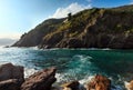 Surf in evening Vernazza outskirts, Cinque Terre, Italy Royalty Free Stock Photo