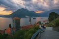 Beautiful evening view of ancient town of Perast. Bay of Kotor, Montenegro Royalty Free Stock Photo