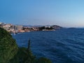 Beautiful evening view of the city skyline. Kusadasi, Turkey Royalty Free Stock Photo