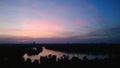 Beautiful evening view of the Danube river in Belgrade, Serbia. Romantic sunset Royalty Free Stock Photo