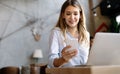 Beautiful executive business woman, ceo, coworker at the workspace office Royalty Free Stock Photo