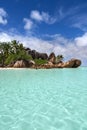 Beautiful exotic beach Anse Source d'argent from La Digue Seychelles Royalty Free Stock Photo