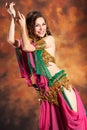 Beautiful exotic belly dancer woman Royalty Free Stock Photo
