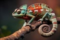 Beautiful and exotic chameleon on a tree branch