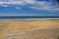 Beautiful exotic beach without people blue sky in the pacific ocean mancora peru