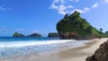 The beautiful and exotic white sand Srau beach is located in the city of Pacitan, East Java, Indonesia