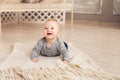 Beautiful expressive adorable happy cute laughing smiling baby infant face Royalty Free Stock Photo