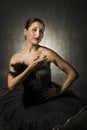 Beautiful expressive ballerina in the role of a black swan Royalty Free Stock Photo