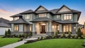 Beautiful exterior of newly built luxury home. Royalty Free Stock Photo