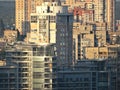 Beautiful exterior office building and architecture with window pattern. high rise residential building in the city. dense urban Royalty Free Stock Photo