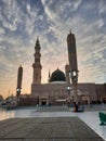 Beautiful exterior view of Masjid Al Nabawi Madinah. Royalty Free Stock Photo