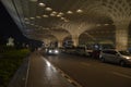 Beautiful exteriors of Mumbai International airport during night also called Chhatrapati Shivaji International Airport in India