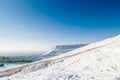 Landscape of Travertine pools limestone terraces in Pamukkale, Royalty Free Stock Photo