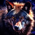 Beautiful eyes of a wild wolf - front view - AI generated Royalty Free Stock Photo